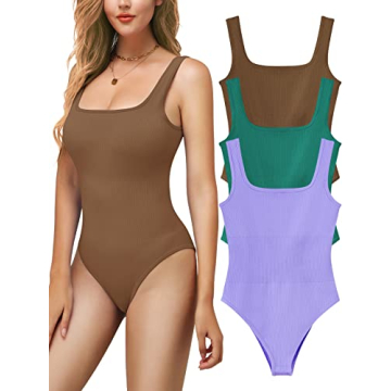 MRIGNT Ribbed Seamless Bodysuit - Comfortable Shapewear