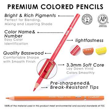 KALOUR Professional Colored Pencils,Set of 240 Colors,Artists Soft Core with Vibrant Color,Ideal for...