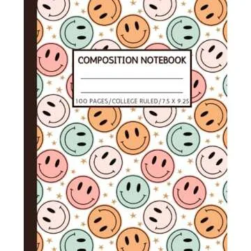 Composition Notebook College Ruled: Pastel Retro Happy Face Aesthetic | Back To School Supplies For ...