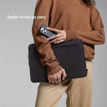 Incase Compact Laptop Sleeve with Flight Nylon MacBook/Laptop/iPad/Tablet Sleeve, and Cover, Lightweight, Weather Resistant, with Slip Pocket for Accessories (Black, 13-Inch)