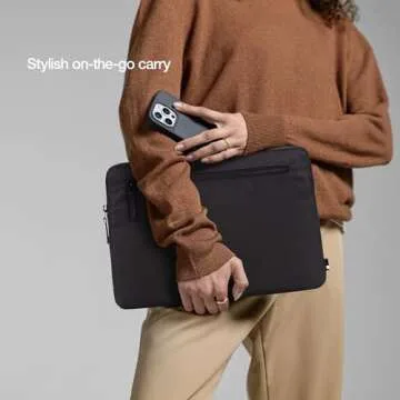 Incase Compact Laptop Sleeve with Flight Nylon MacBook/Laptop/iPad/Tablet Sleeve, and Cover, Lightweight, Weather Resistant, with Slip Pocket for Accessories (Black, 13-Inch)