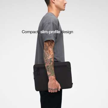 Incase Compact Laptop Sleeve with Flight Nylon MacBook/Laptop/iPad/Tablet Sleeve, and Cover, Lightweight, Weather Resistant, with Slip Pocket for Accessories (Black, 13-Inch)