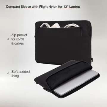 Incase Compact Laptop Sleeve with Flight Nylon MacBook/Laptop/iPad/Tablet Sleeve, and Cover, Lightweight, Weather Resistant, with Slip Pocket for Accessories (Black, 13-Inch)