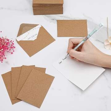 100 Pack 4 x 2.75" Mini Envelopes 120GSM Gift Card Kraft Envelopes Bulk Small Paper Gift Card Sleeve...