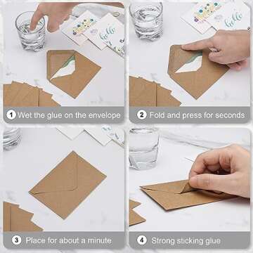 100 Pack 4 x 2.75" Mini Envelopes 120GSM Gift Card Kraft Envelopes Bulk Small Paper Gift Card Sleeves Greeting Card Business Card Brown Tiny Envelope Pockets for Card & Invitation