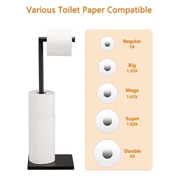Free Standing Bathroom Toilet Paper Holder Stand with Reserve, Stainless Steel Pedestal Tissue Roll ...