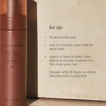 + Lux Unfiltered N°36 DEEP Supernatural Tanning Mousse Foam in Blood Orange, Quick + Immediate Sunless Fake Tan, Self Tanner