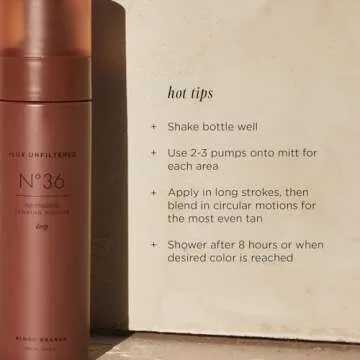 + Lux Unfiltered N°36 DEEP Supernatural Tanning Mousse Foam in Blood Orange, Quick + Immediate Sunless Fake Tan, Self Tanner