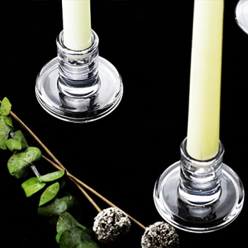 Low Glass Candle Holders Set - Elegant Taper Centerpieces