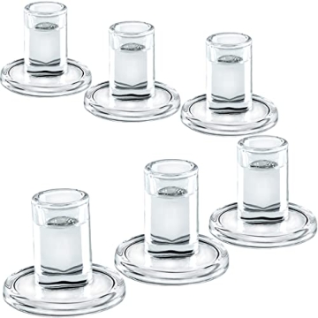 Low Glass Candle Holders Set - Elegant Taper Centerpieces