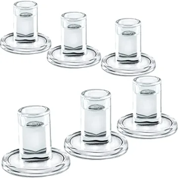 Low Glass Candle Holders Set - Elegant Taper Centerpieces