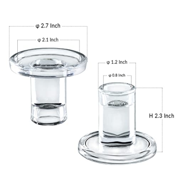 Low Glass Candle Holders Set - Elegant Taper Centerpieces