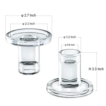 Low Glass Candle Holders Set - Elegant Taper Centerpieces