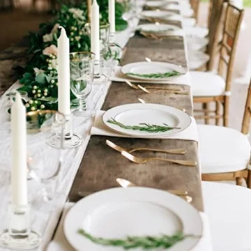 Low Glass Candle Holders Set - Elegant Taper Centerpieces