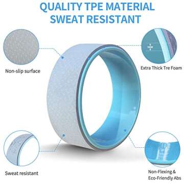 Grneric Yoga Wheel Set 3pack, Back Roller for Muscle Relaxation, Stretching Back Wheel for Pain Relief, Back Pain, Messages, Cracking and Popping, Yoga Circle for Challenging Poses