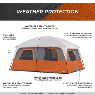 CORE 10 Person Camping Tent | Spacious Family Tent