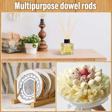 Quality 60Pcs Wooden Dowel Rods for Arts and Crafts