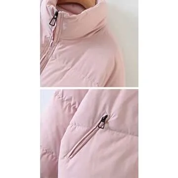 Gihuo Women’s Winter Cropped Puffer Jacket Coat Short Warm Quilted Jacket(Pink-S)