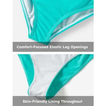 PATPAT Family Matching Swimsuits Couples Cutout One Piece Spliced Striped Lines Print Monokinis Quick Dry Beach Wear High Waist Bathing Suits for Women XL Turquoise Green