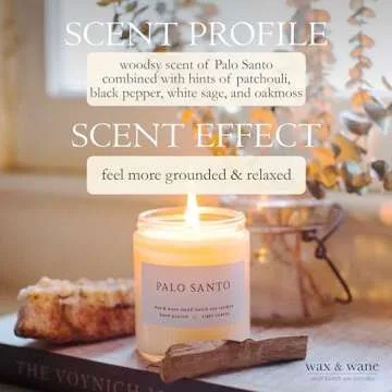 Wax & Wane Palo Santo Modern 8oz Handmade Candle - Eco-Friendly & Long Burning