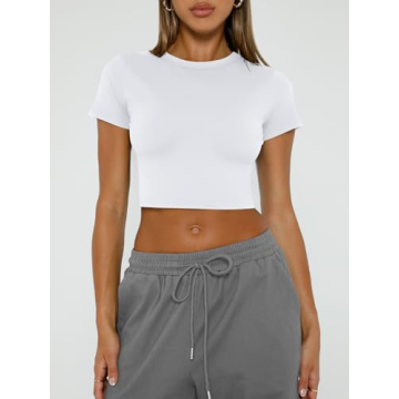 WYNNQUE Womens Trendy Scoop Neck Crop Top for Summer