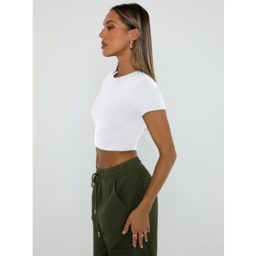 WYNNQUE Womens Trendy Scoop Neck Crop Top for Summer