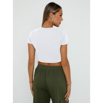 WYNNQUE Womens Trendy Scoop Neck Crop Top for Summer