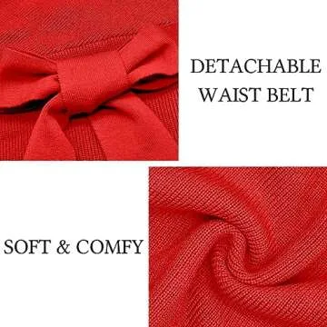 Mansy Women's Sexy Cocktail Batwing Long Sleeve Backless Mock Wrap Knit Sweater Mini Dress Red