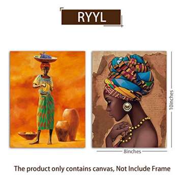 Ancient Black Woman Wall Art Set of 4 for Home Decor