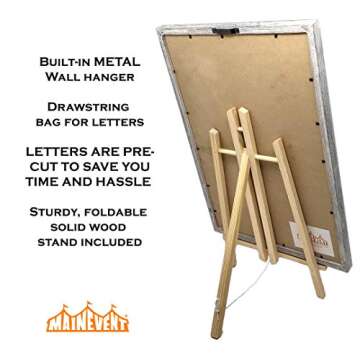 Felt Letter Board with Letters and Numbers 12x17 Inch - First Day of Preschool Sign Classroom Decor, Farmhouse Decor Letterboard, Farmhouse Wall Decor Baby Board, Rustic Home Decor Letter Board Stand