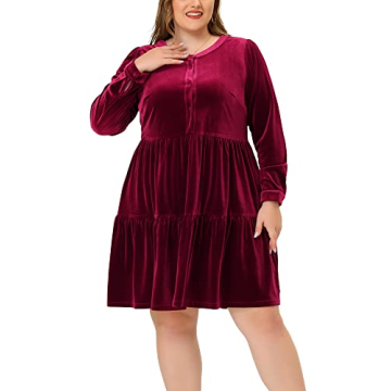 Agnes Orinda Plus Size Velvet Dress for Women - Elegant Style