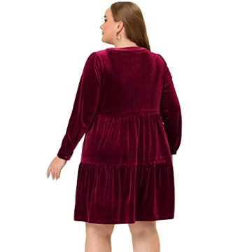 Agnes Orinda Plus Size Velvet Dress for Women - Elegant Style