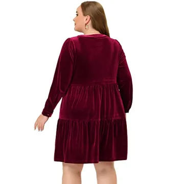 Agnes Orinda Plus Size Velvet Dress for Women - Elegant Style