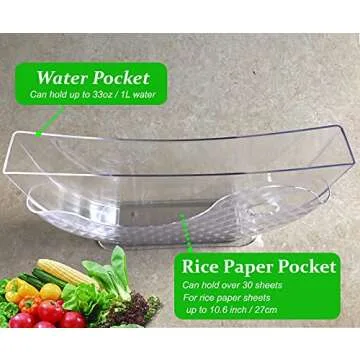 ARGCONNER Summer Roll Water Bowl, Rice Paper Wrappers for Spring Rolls, Holder for Rice Papers Spring Roll Water Bowl (Rice Paper Not Included)