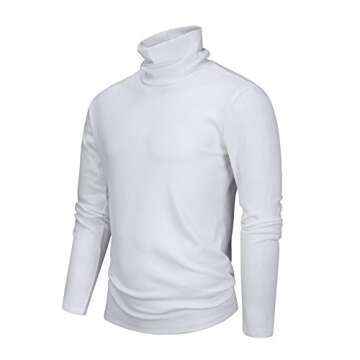 Derminpro Men's Thermal Turtleneck Soft Slim Fit Undershirt Long Sleeve T-Shirt White Medium