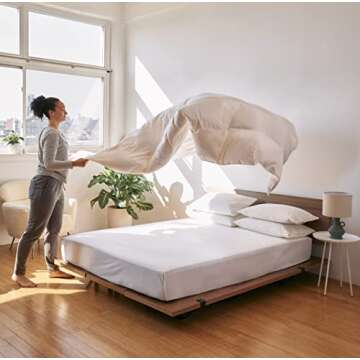 Brooklinen All Season Luxury Down Alternative Comforter, Vegan and Hypoallergenic – 100% Cotton Sateen Shell, Baffle Box Construction, Full/Queen Size | Best Down Alternative Comforter