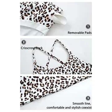 Workout Tops for Women Longline Sports Bra Womens Crop Top with Built in Bra Padded Gym Cropped Tank Tops(WhiteLeopard,M