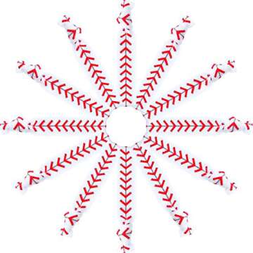 Baseball Hair Ties Set - 12 No Crease Hair Elastics