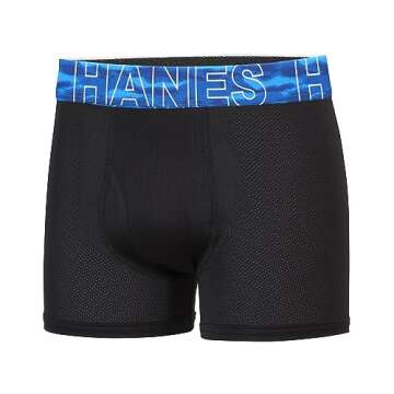 Hanes Boys' Big Performance Tween Boxer Brief Pack, X-Temp Mesh Stretch Underwear, 6-Pack, Black-6 Pack, Small