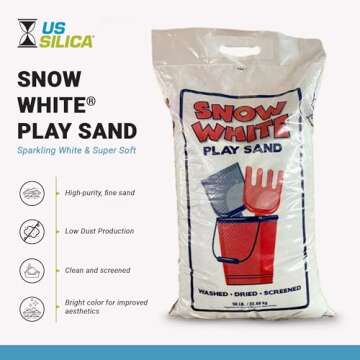 SNOW WHITE U.S. Silica Play Sand, Kids Sandbox & Sensory Toys Set, 50 Pound