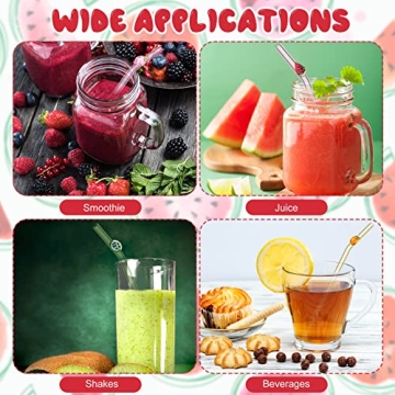 6-Pack Fruit Glass Straws Eco-Friendly Reusable with Brushes