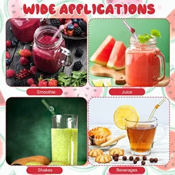6-Pack Fruit Glass Straws Eco-Friendly Reusable with Brushes