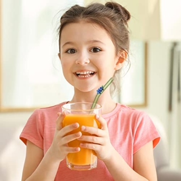 6-Pack Fruit Glass Straws Eco-Friendly Reusable with Brushes