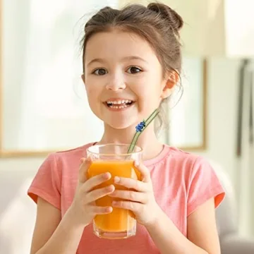 6-Pack Fruit Glass Straws Eco-Friendly Reusable with Brushes