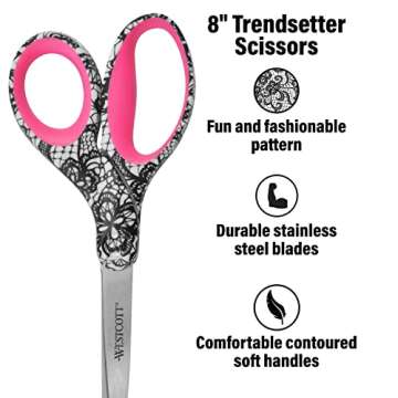 Westcott Trendsetter Straight Lace Pattern Scissor, 8" (16660)