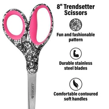 Westcott Trendsetter Straight Lace Pattern Scissor, 8" (16660)