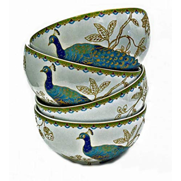 Beautiful 222 Fifth Peacock Garden Cereal Bowls Set