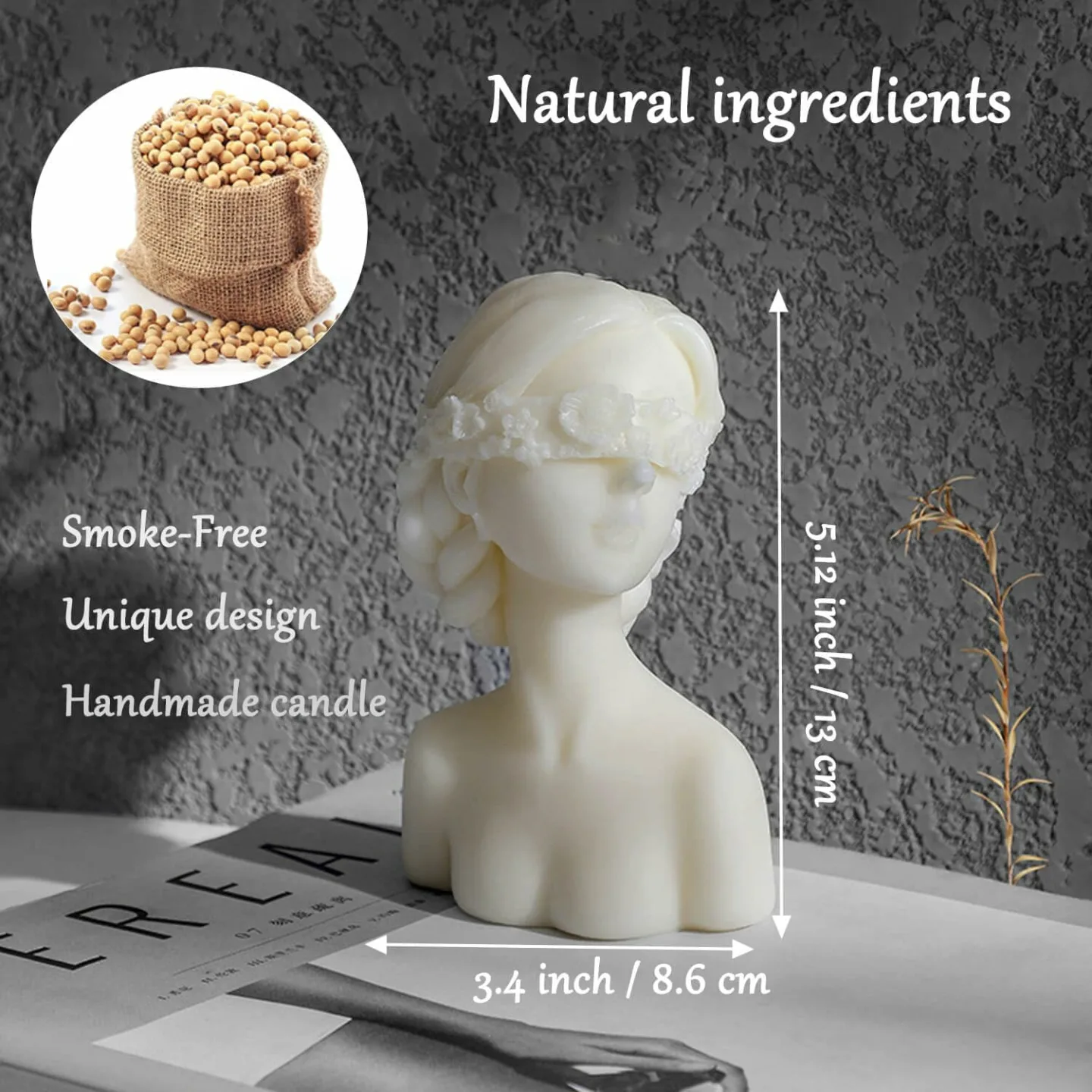 Bust Statue Decorative Scented Candle - Handmade