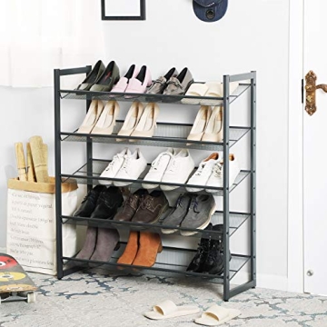 SONGMICS 5-Tier Stackable Metal Shoe Rack Organizer