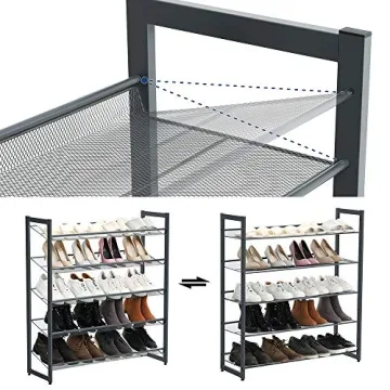 SONGMICS 5-Tier Stackable Metal Shoe Rack Organizer